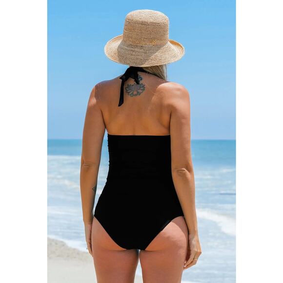 NWT CUPSHE Black Halterneck Maternity Tankini Top Size Small - Picture 3 of 6